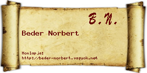 Beder Norbert névjegykártya